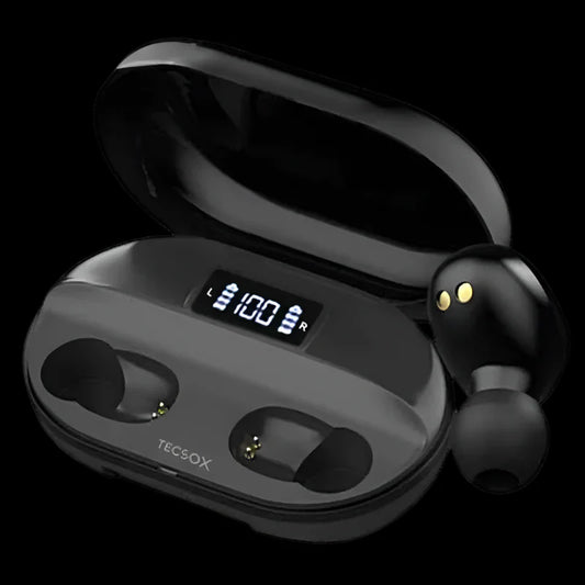 Black Wireless Earbud with Mic & 45hr Play Time