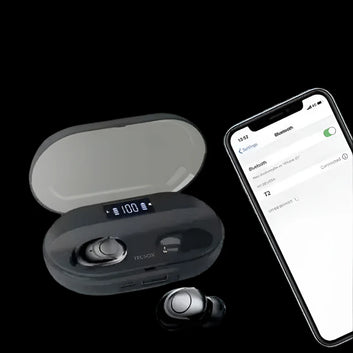 Black Wireless Earbud with Mic & 45hr Play Time